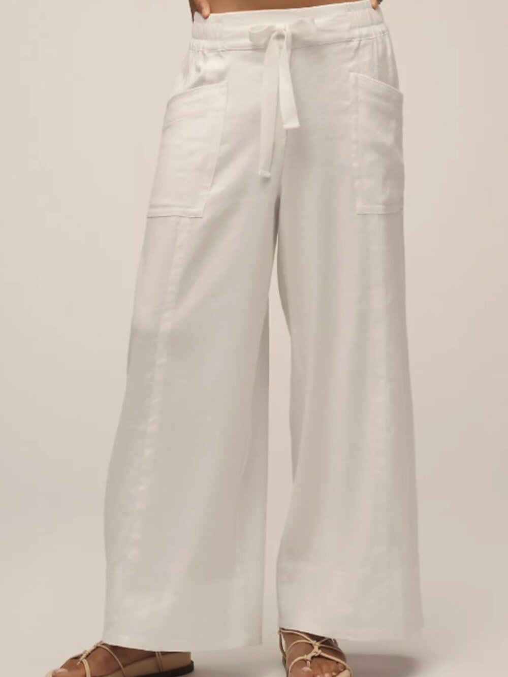 Maeve La Ponche Linen Pull-On Wide Leg Trousers
